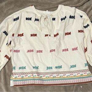 Lou & Grey Cream Blouse with Multicolor Patterns